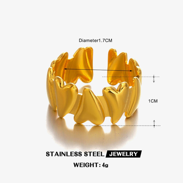 Wholesale Ladies Stainless Steel Heart Shaped Love Ring With Electroplating And Geometric Wave Pattern