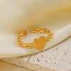 Wholesale Ladies Stainless Steel Heart Shaped Open Design Exaggerated Love Ring With 18K Gold Plated Electroplating