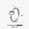 Wholesale Ladies Stainless Steel Heart Shaped Open Design Exaggerated Love Ring With 18K Gold Plated Electroplating