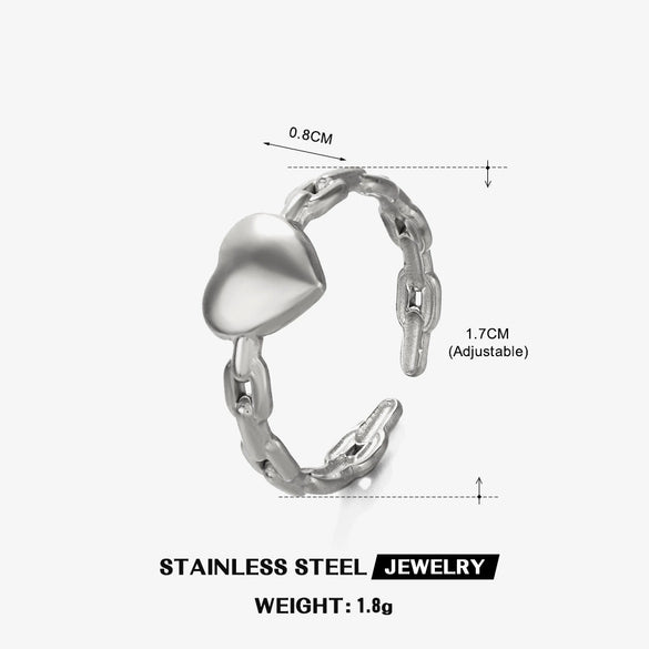 Wholesale Ladies Stainless Steel Heart Shaped Open Design Exaggerated Love Ring With 18K Gold Plated Electroplating