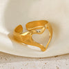 Wholesale Ladies Stainless Steel Heart Shaped Open Ring With Electroplating Design