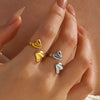 Wholesale Ladies Stainless Steel Heart Shaped Ring With 18K Gold Plated Electroplating Treatment