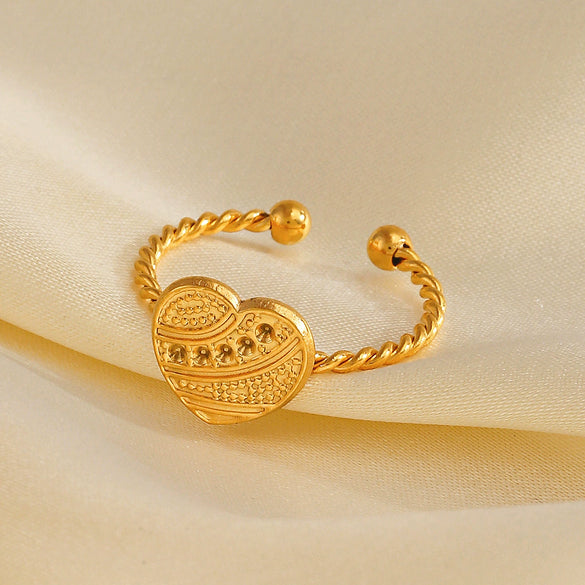 Wholesale Ladies Stainless Steel Heartshaped 18K Goldplated Ring