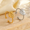 Wholesale Ladies Stainless Steel Heartshaped 18K Goldplated Ring