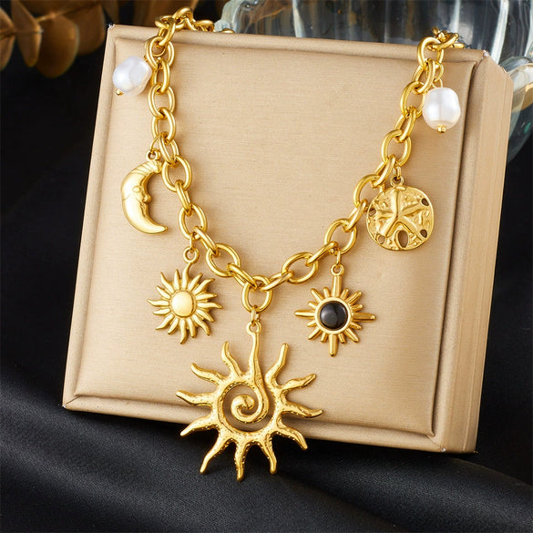 Wholesale Ladies Stainless Steel Heartshaped Pendant Necklace With Electroplating Process And Vintage Design