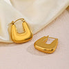 Wholesale Ladies Stainless Steel Hiphop Geometric Square Earrings 18K Gold Plated