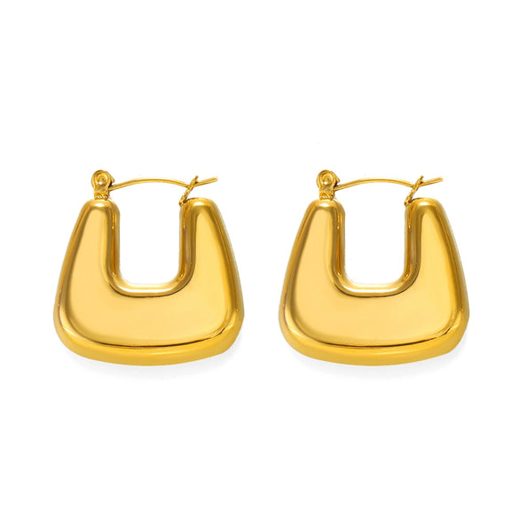 Wholesale Ladies Stainless Steel Hiphop Geometric Square Earrings 18K Gold Plated