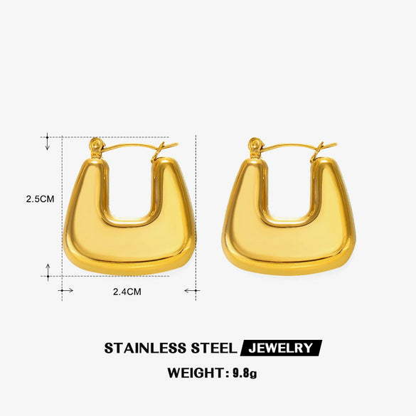 Wholesale Ladies Stainless Steel Hiphop Geometric Square Earrings 18K Gold Plated
