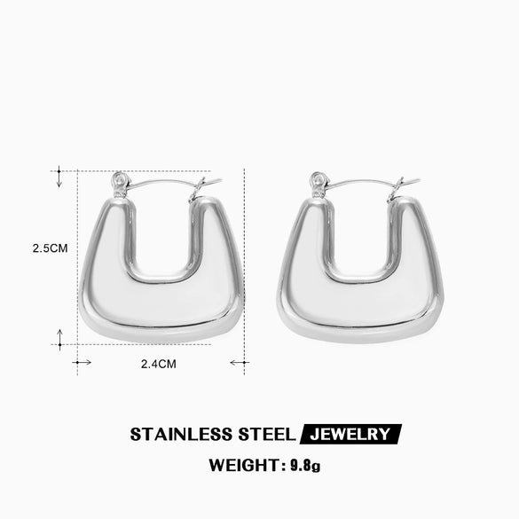 Wholesale Ladies Stainless Steel Hiphop Geometric Square Earrings 18K Gold Plated