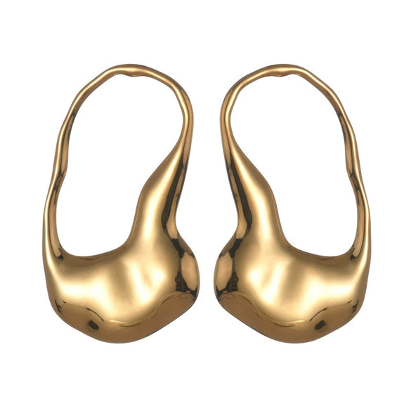 Wholesale Ladies Stainless Steel 18K Gold Electroplated Exaggerated Hollow Geometric Earrings