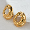 Wholesale Ladies Stainless Steel 18K Gold Electroplated Exaggerated Hollow Geometric Earrings