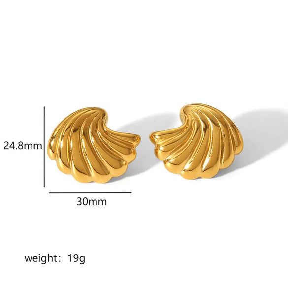 Wholesale Ladies Stainless Steel 18K Gold Electroplated Geometric Exaggerated Wave Earrings