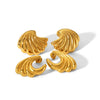 Wholesale Ladies Stainless Steel 18K Gold Electroplated Geometric Exaggerated Wave Earrings