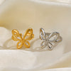 Wholesale Ladies Stainless Steel 18K Gold Plated Animal Butterfly Ring With Exaggerated Open Design