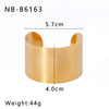 Wholesale Ladies Stainless Steel 18K Gold Plated Exaggerated Opening Bracelet With Leaves Design 18K Furnace Vacuum Plating