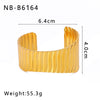 Wholesale Ladies Stainless Steel 18K Gold Plated Exaggerated Opening Bracelet With Leaves Design 18K Furnace Vacuum Plating