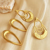 Wholesale Ladies Stainless Steel 18K Gold Plated Retro Temperament Earrings With Heart And Geometric Styling And Electroplating Treatment