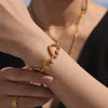 Wholesale Ladies Stainless Steel Love Circle Stitching Chain Bracelet With 5A Zircon Geometric Pattern Electroplating Light Luxury Temperament