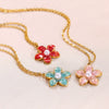 Wholesale Ladies Stainless Steel Oil Drop Flower Pendant Necklace With Electroplating