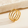 Wholesale Ladies Stainless Steel Open Adjustable Three Layer Line Ring With Geometric Design And Electroplating Treatment