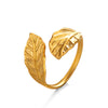Wholesale Ladies Stainless Steel Open Leaf Ring With Electroplating And Simple Design