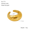 Wholesale Ladies Stainless Steel Open Ring Hand Jewelry Light Luxury Geometric Style 18K Gold Electroplated
