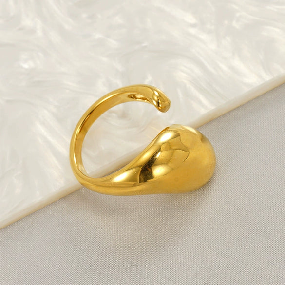 Wholesale Ladies Stainless Steel Open Ring Hand Jewelry Light Luxury Geometric Style 18K Gold Electroplated