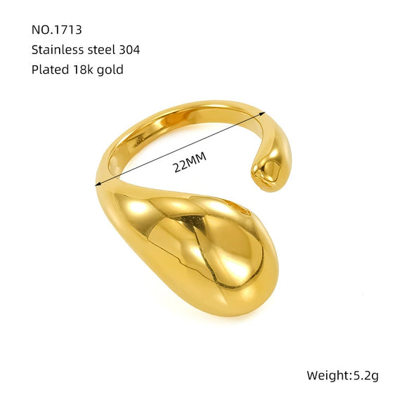 Wholesale Ladies Stainless Steel Open Ring Hand Jewelry Light Luxury Geometric Style 18K Gold Electroplated