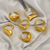 Wholesale Ladies Stainless Steel Open Ring Hand Jewelry Light Luxury Geometric Style 18K Gold Electroplated