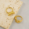 Wholesale Ladies Stainless Steel Open Ring Hand Jewelry Light Luxury Geometric Style 18K Gold Electroplated