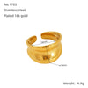Wholesale Ladies Stainless Steel Open Ring Hand Jewelry Light Luxury Geometric Style 18K Gold Electroplated