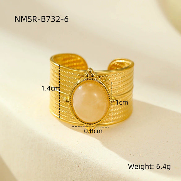 Wholesale Ladies Stainless Steel Open Ring With Geometric Pattern In Light Luxury Style And Electroplating Treatment