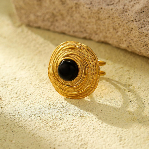 Wholesale Ladies Stainless Steel Open Ring With Geometric Pattern In Light Luxury Style And Electroplating Treatment