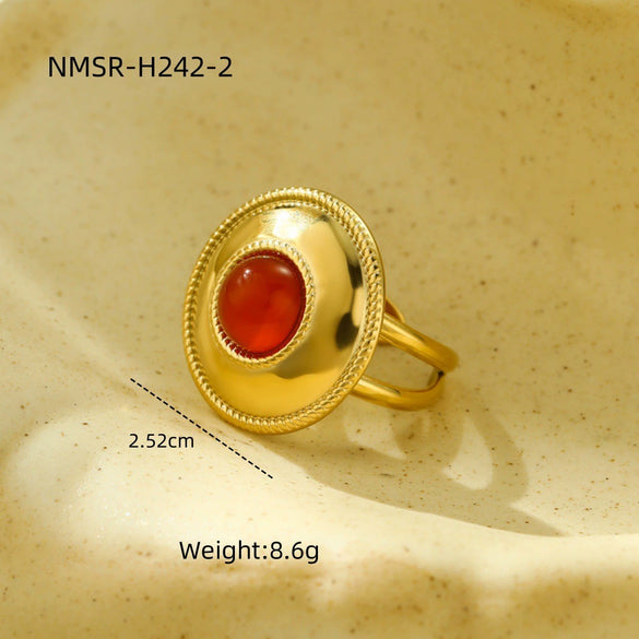 Wholesale Ladies Stainless Steel Open Ring With Geometric Pattern In Light Luxury Style And Electroplating Treatment