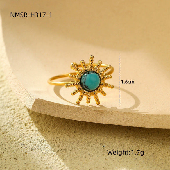 Wholesale Ladies Stainless Steel Open Ring With Geometric Pattern In Light Luxury Style And Electroplating Treatment