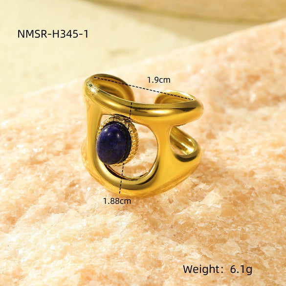 Wholesale Ladies Stainless Steel Open Ring With Geometric Pattern In Light Luxury Style And Electroplating Treatment