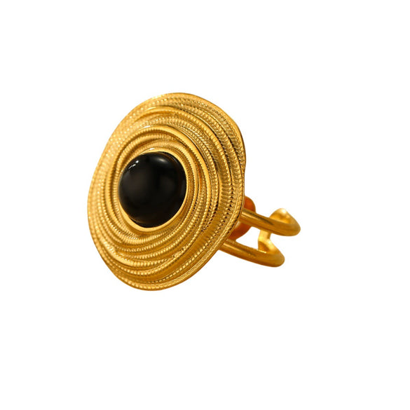 Wholesale Ladies Stainless Steel Open Ring With Geometric Pattern In Light Luxury Style And Electroplating Treatment