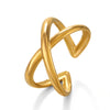 Wholesale Ladies Stainless Steel Open Ring With Geometric Style And 18K Gold Plated Electroplating Treatment