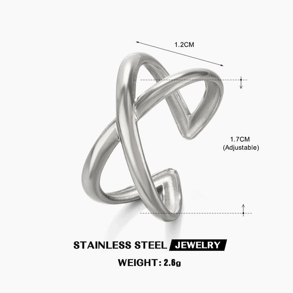 Wholesale Ladies Stainless Steel Open Ring With Geometric Style And 18K Gold Plated Electroplating Treatment