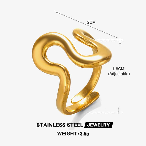 Wholesale Ladies Stainless Steel Retro Fashion Irregular Shaped Open Ring With Geometric Design And Electroplating