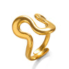 Wholesale Ladies Stainless Steel Retro Fashion Irregular Shaped Open Ring With Geometric Design And Electroplating