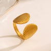 Wholesale Ladies Stainless Steel Shell Geometric Style Electroplated Opening Ring