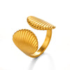 Wholesale Ladies Stainless Steel Shell Geometric Style Electroplated Opening Ring