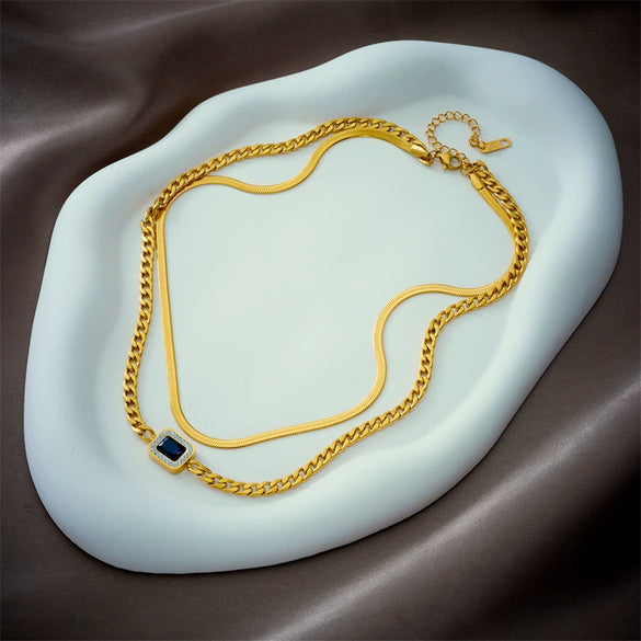 Wholesale Ladies Stainless Steel Snake Bone Chain Diamond Box Pendant Jewelry With Electroplating Treatment