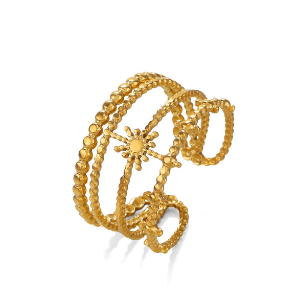 Wholesale Ladies Stainless Steel Star Ring With 18K Gold Plated Electroplating