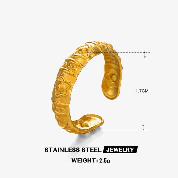Wholesale Ladies Titanium Stainless Steel Flower Electroplated Ring Simple Hip Hop Niche Design