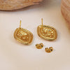 Wholesale Ladies Titanium Steel Embossed Electroplated Geometric Earrings With High End Ancient Palace Wind
