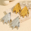 Wholesale Ladies 316L Stainless Steel Exaggerated Wings Pleated Electroplated Earrings