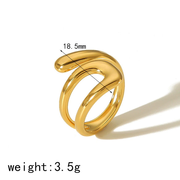 Wholesale Ladies Titanium Steel Geometric Irregular Opening Adjustable Ring With Electroplating