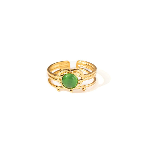 Wholesale Ladies Titanium Steel Geometric Multi Layer Ring With 18K Gold Plating And Retro Style